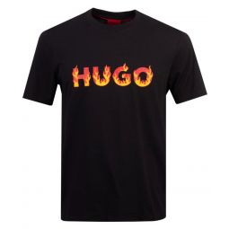 Hugo Boss Mens Danda Flames Logo T-Shirt, Black