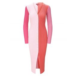 STAUD Womens Shoko Sweater Dress, Flamingo Multi