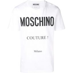 Moschino Mens Printed Logo Short Sleeve Crew Neck T-Shirt White 50