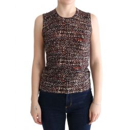 Dolce & Gabbana Multicolor Print Knit Top Wool Womens T-shirt