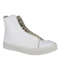 Alexander McQueen Mens Hi Top White / Ivory Canvas Sneaker