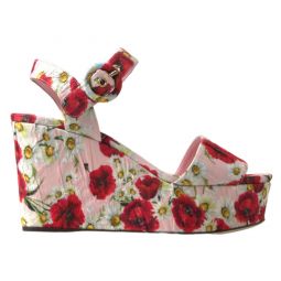 Dolce & Gabbana Floral Ankle Strap Wedge Womens Sandals