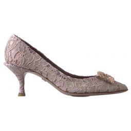 Dolce & Gabbana Elegant Pink Crystal Embellished Womens Heels