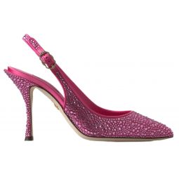 Dolce & Gabbana Elegant Slingback Heels in Pink Silk Womens Blend