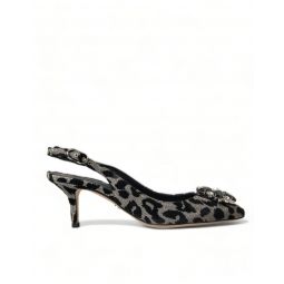 Dolce & Gabbana Crystal Leopard Slingback Heels Womens Pumps