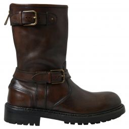 Dolce & Gabbana Brown Leather Midcalf Mens Mens Boots
