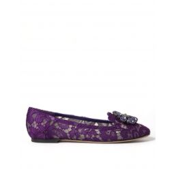 Dolce & Gabbana Elegant Floral Lace Vally Flat Womens Shoes