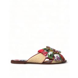 Dolce & Gabbana Exquisite Floral Print Flat Womens Sandals