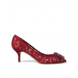Dolce & Gabbana Radiant Red Lace Heels with Womens Crystals