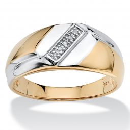 PalmBeach Jewelry Mens Yellow Gold-plated Sterling Silver Genuine Diamond Accent Two Tone Diagonal Ring Sizes 8-13