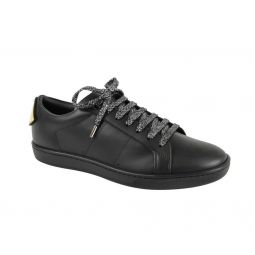 Saint Laurent Mens Black Leather Signature Court Lips Sneaker (41 EU / 8 US)