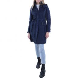 Womens Quilted Tie Belt Trench Coat