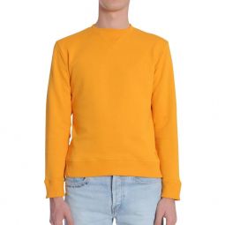Saint Laurent Mens Cotton SL Patch Crewneck Sweatshirt in Yellow