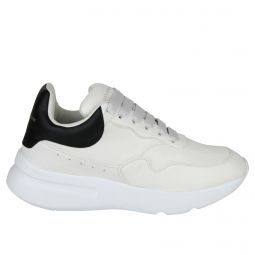 Alexander McQueen Mens Ivory / White / Black Leather Platform Sneakers