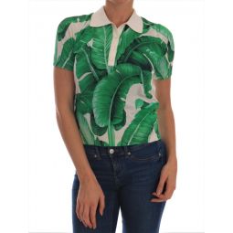 Dolce & Gabbana Green Banana Leaf Polo Womens T-shirt