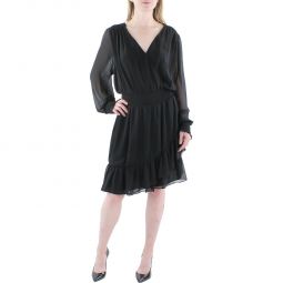 Plus Womens Smocked Fit & Flare Dress