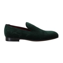 Dolce & Gabbana Elegant Green Suede Slip-On Womens Loafers