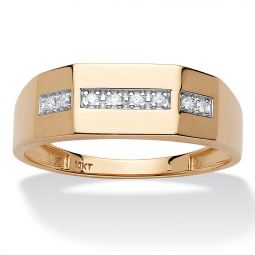 PalmBeach Jewelry Mens 10K Yellow Gold Round Genuine Diamond Ring (5/8 cttw, I Color, I3 Clarity) Sizes 8-13