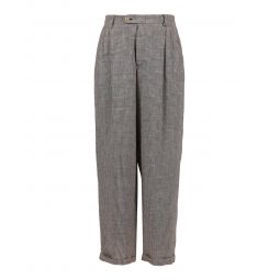 Gucci Mens Checked Linen Cropped Trousers