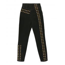 Gucci Womens Coated Denim Pant With Studs