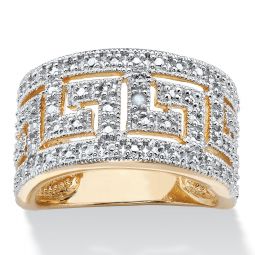 PalmBeach Jewelry Yellow Gold-plated Genuine Diamond Accent Greek Key Ring Sizes 6-10