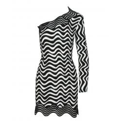 Stella McCartney Womens Wave-Print One-Shoulder Mini Dress