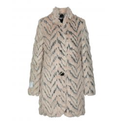 Stella McCartney Womens Chevron Pattern Faux-Fur Coat