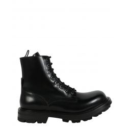 Alexander McQueen Mens Leather Ankle Combat Boots