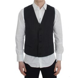 Dolce & Gabbana Gray Striped Formal Mens Vest