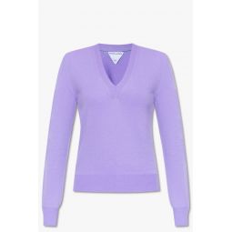 New Bottega Veneta Womena€s Light Purple V-Neck Sweater Top