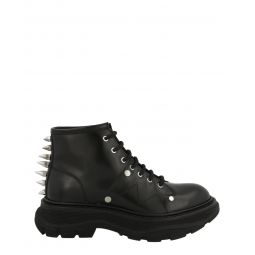 Alexander McQueen Womens Leather Ankle Combat Boots