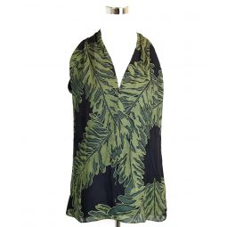 Gucci Womens Green Silk Halter Leaf Printed Top