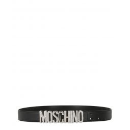 Moschino Womens Thick Leather Logo Belt