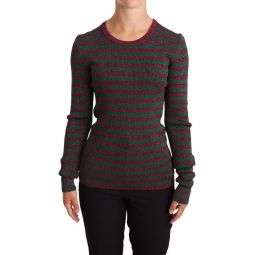 Dolce Gabbana Multicolor Striped Crew Neck Pullover Sweater