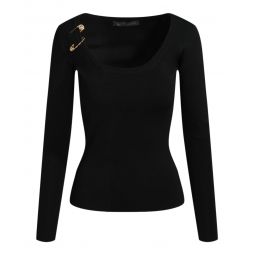 Versace Womens Safety Pin Long Sleeve Sweater