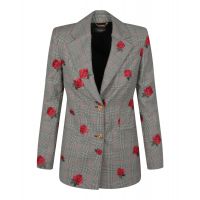 Versace Womens Notched Lapel Rose Embroidered Blazer