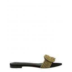 Alexandre Birman Womens Vicky Shimmer Flat Sandal
