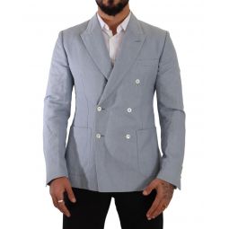 Dolce & Gabbana Stunning Blue Cotton Linen Slim Fit Jacket