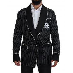 Dolce & Gabbana Striped Wrap Jacket with DG Patch