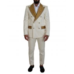 Dolce & Gabbana Gold Striped Tuxedo Slim Fit Suit