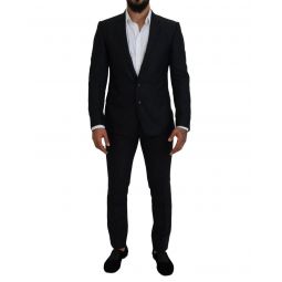 Dolce & Gabbana Dark Slim Fit Suit with Silk Wool Blend