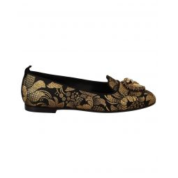 Dolce & Gabbana Gorgeous Black Gold Amore Heart Loafers