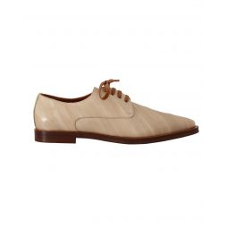 Dolce & Gabbana Gorgeous White Leather Lace Up Formal Flats