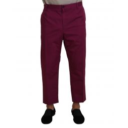Dolce & Gabbana Logo Detail Magenta Cotton Trouser Pants