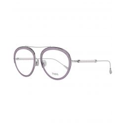 Tods Silver Metal & Leather Round Optical Frames