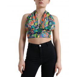 Dolce & Gabbana Silk Halter Cropped Top with Print