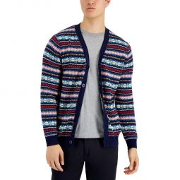 Mens Fair Isle V-Neck Cardigan Sweater