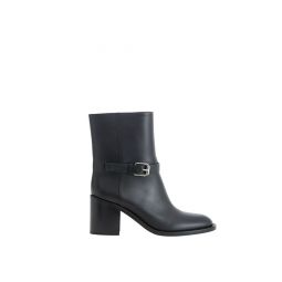 Burberry Elegant Leather Ankle Boots with Chic Buckle Womens Detail