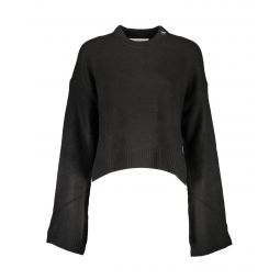 Calvin Klein Embroidered Black Wool Sweater with Side Slits