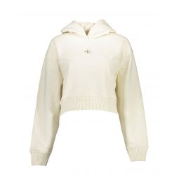 Calvin Klein Brushed White Cotton Sweater with Contrasting Details